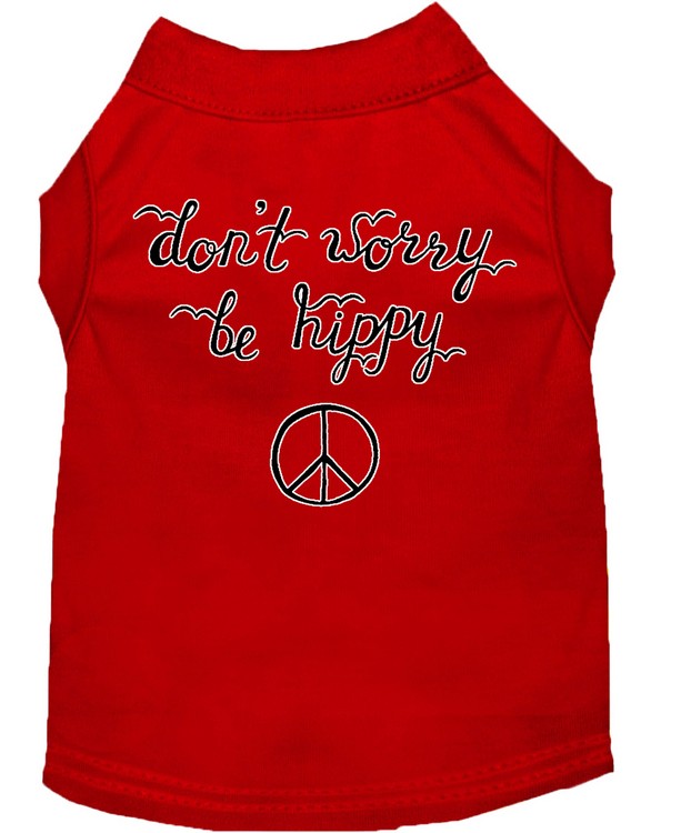 Be Hippy Screen Print Dog Shirt Red XS